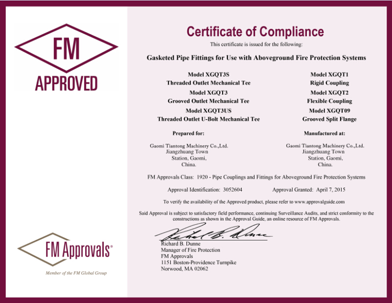 FM CERTIFICATE